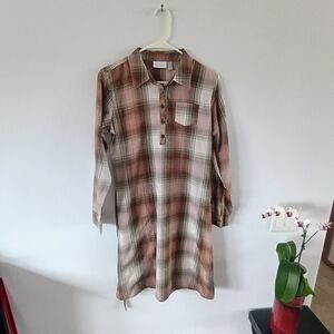 The Childrens Place Womens Small Plaid Shirt Dress Button Front Fall